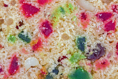 Fruit Cake closed up with dried fruit texture for background.の写真素材