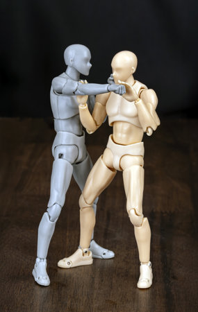 Attacker: Moves in with a right punch, left hand ready. Defender: Steps diagonally right, deflects...