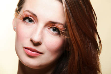 Autumn woman in fashion female, fresh girl glamour eye-lashesの写真素材