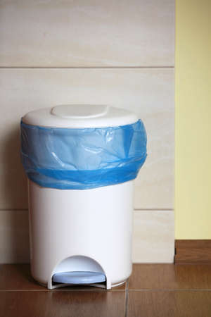 trash can with a plastic bag insideの写真素材