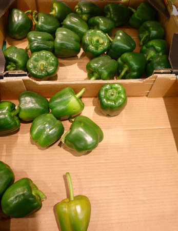 green bell peppers, paprika in market place