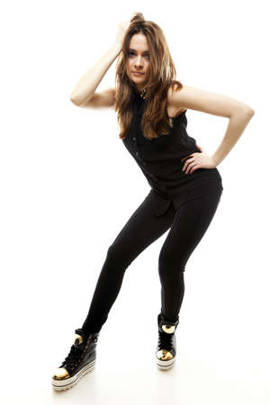 Full length lovely girl in casual style clothing, isolated on white backgroundの写真素材