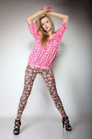 beautiful blonde girl in summer clothesの写真素材