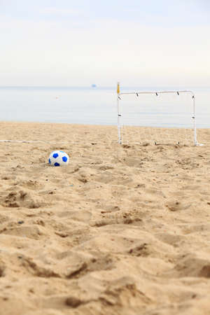 football gate and ball, beach soccer goalの写真素材