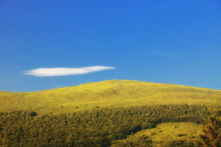 Hills beautiful summer landscape in the mountains blue sky Bieszczady Polandの写真素材