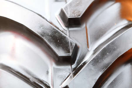 Detailed view of heavy vehicle rubber tireの写真素材