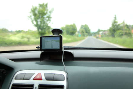 car dashboard and satelite navigation system auto gps panel deviceのeditorial素材