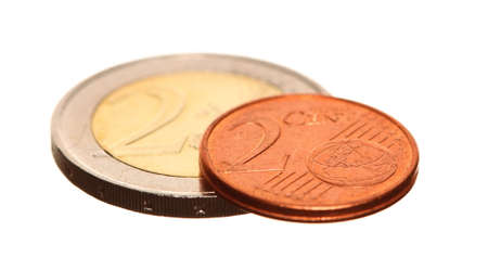 european currency euro coins money isolated on white. Finance and economy