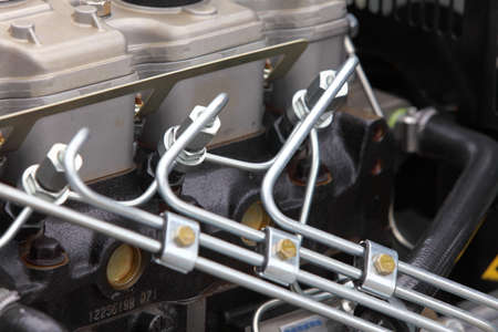 supply system for diesel fuel, clean motor block, diesel engine detailの写真素材