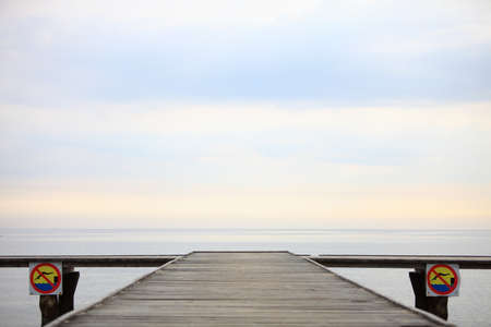 old wooden empty pier jetty at the sea - Sopot Polandの写真素材