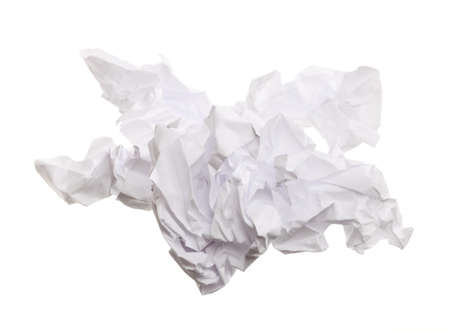 Crumpled paper isolated on white backgroundの写真素材