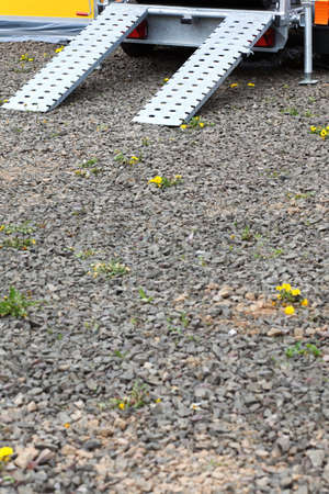 loading ramp for wheelchair at vehicleの写真素材