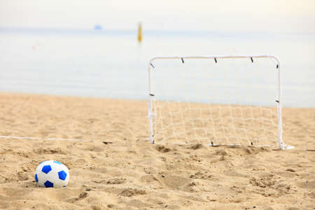 football gate and ball, beach soccer goalの写真素材