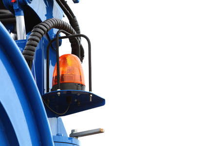 signal lamp for warning, flashing light on construction vehicle machine tractor, industry detailの写真素材