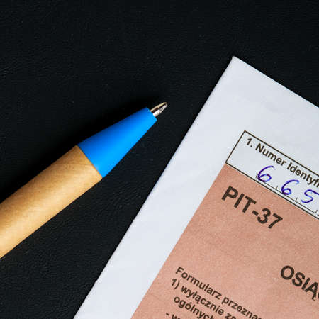 Filling in polish individual income tax form PIT-37 for year 2013の写真素材