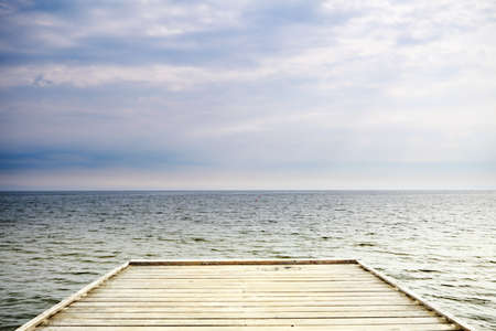 old wooden empty pier jetty at the sea - Sopot Poland