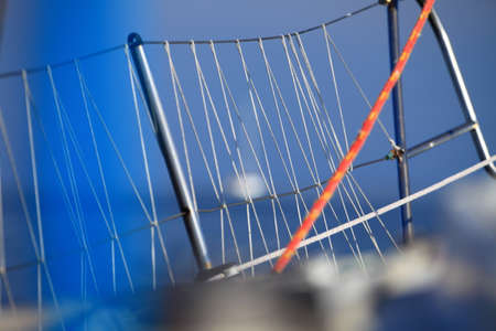 Yachting. Sailboat in the sea view of different parts of yacht