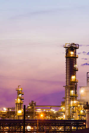 Night view of the refinery petrochemical plant in Gdansk, Poland Europe.のeditorial素材