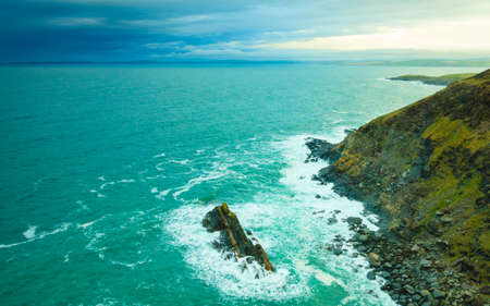 Irish landscape. Coastline atlantic ocean rocky coast scenery. County Cork, Ireland Europe. Beauty...