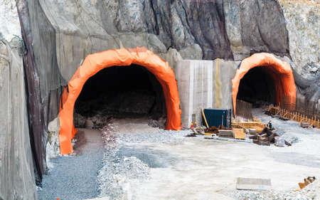Technology and industry,  the tunnel road under construction.の写真素材