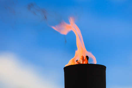Movement of fire flame vigil  light outdoorの写真素材