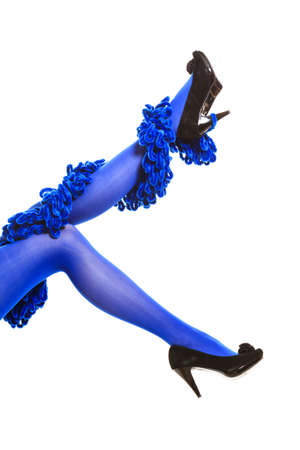 colorful stockings on sexy woman legs isolatedの写真素材