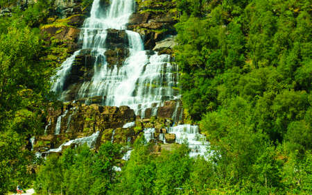 Summer mountain Tvindefossen waterfall near Voss, Norway Europeの写真素材