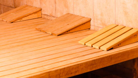 Beauty health spa and lifestyle concept. Interior of wooden finnish sauna.