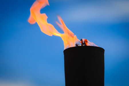 Movement of fire flame vigil  light outdoor