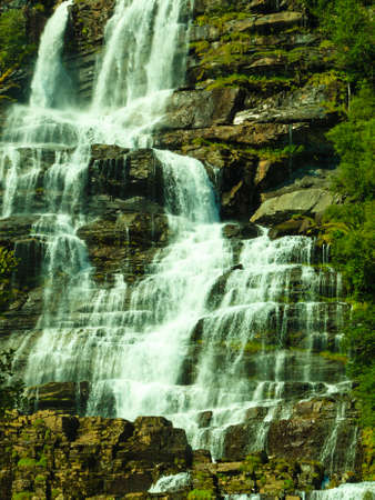 Summer mountain Tvindefossen waterfall near Voss, Norway Europeの写真素材