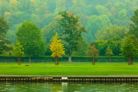 Thames river landscape. Tranquil scene. Autumn nature.の写真素材