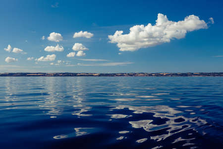 Beautiful seascape evening sea horizon and sky. Tranquil scene. Natural composition of nature....