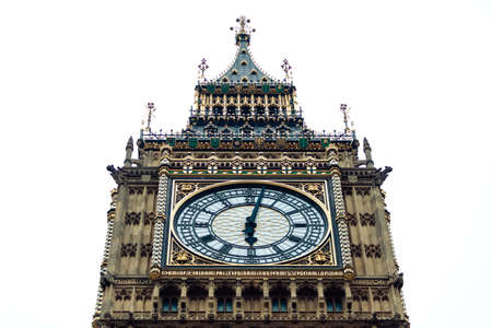 Closeup clock tower Big Ben Palace of Westminster, London England UK.の写真素材