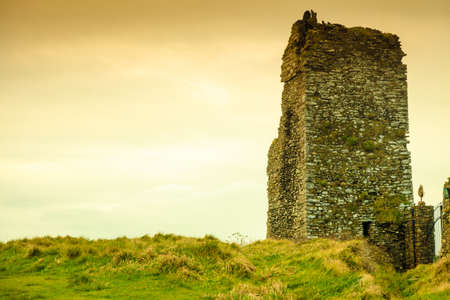Irish landscape. Ruins of abandoned castle, County Cork, Ireland Europe.