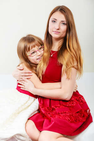 Happiness and love. Family relationships. Happy smiling mother with joyful daughter. Positive feelingsの写真素材