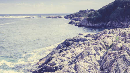 The rocky coast landscape of southern Norway with an ocean view in Rogaland county Norway.の写真素材