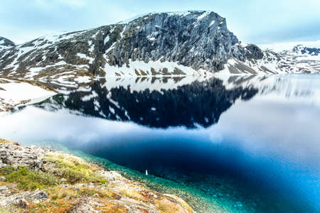 Tourism holidays and travel. Djupvatnet lake in Stranda More og Romsdal, Norway Scandinavia.の写真素材