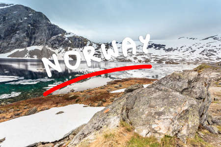 Tourism holidays and travel. Djupvatnet lake in Stranda More og Romsdal, Norway Scandinavia.の写真素材