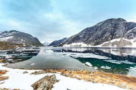Tourism holidays and travel. Djupvatnet lake in Stranda More og Romsdal, Norway Scandinavia.の写真素材