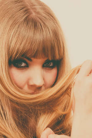 Woman elegant blonde lady dark makeup portrait. People and glamour conceptの写真素材