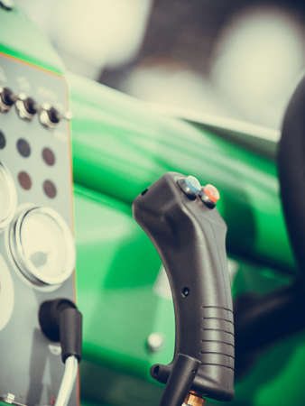 Agriculture equipment, agribusiness machinery and vehicles concept. Operating system on big industrial agricultural machineの写真素材