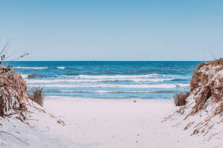 Nature, vacation concept. Seaside caputred in summer. Clean beach and sea sunlight