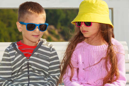 Summer holidays and common travel. Lovely happy active family on vacation trip. Relatives spending enjoyable good time together.の写真素材