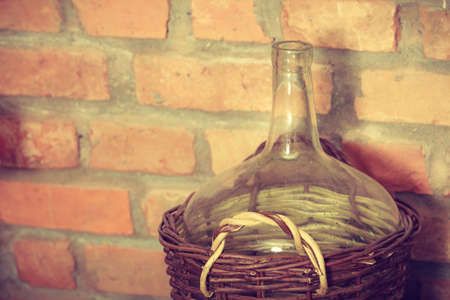 Wine cellar interior with old round flaskの写真素材