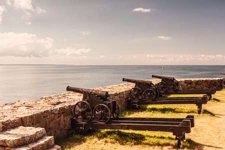 Fort Christiansoe naval fortress with cannons near island Bornholm in the Baltic Sea Denmark Scandinavia Europe.の写真素材