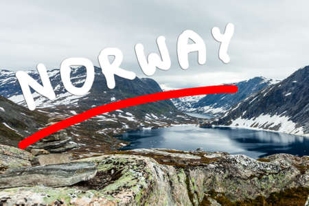 Tourism holidays and travel. Djupvatnet lake in Stranda More og Romsdal, Norway Scandinavia.の写真素材