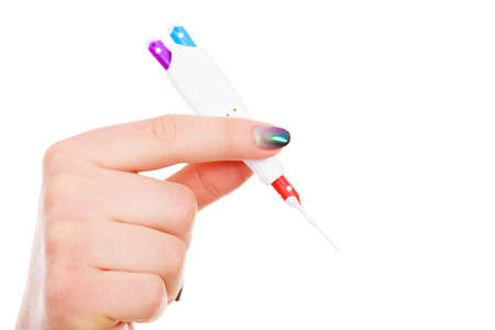 Dentistry and orthodontist concept. Woman holding toothbrush special made for teeth with braces