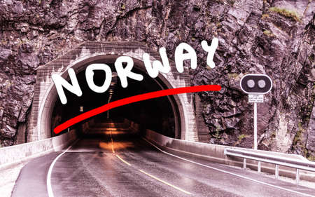 tunnel entrance at the norwegian mountains, Norway Scandinaviaの写真素材