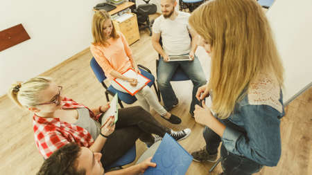 Team collaboration meeting start up concept. Male and female diversity young people studying working...