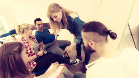 Team collaboration meeting start up concept. Male and female diversity young people studying working togetherの写真素材